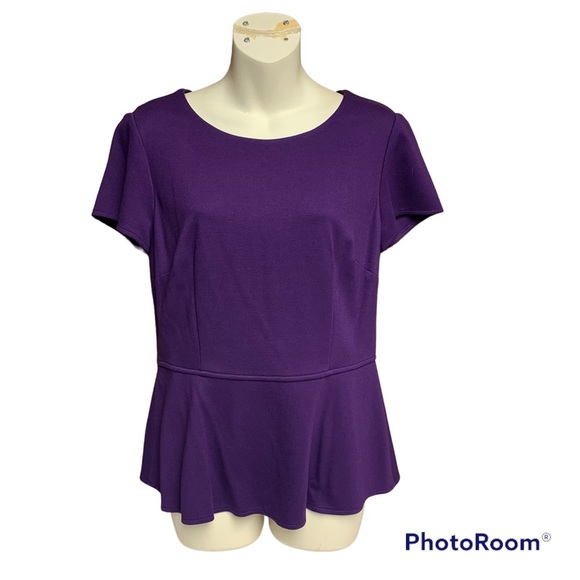 Antonio Melani purple peplum top size medium hidden back zipper career wear - Picture 1 of 12